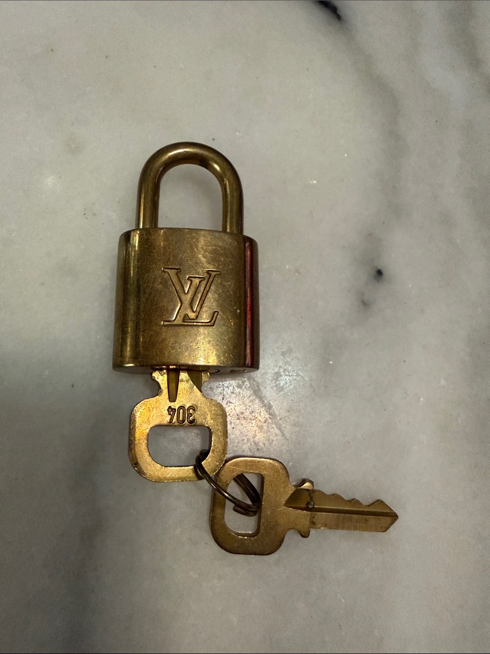 Authentic Louis Vuitton Gold-tone Brass Padlock and keys